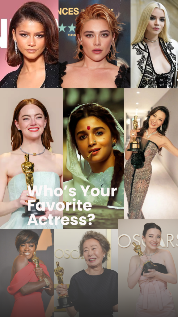 A collage of all 10 actresses with a “Tap to Follow” call-to-action, inviting engagement.